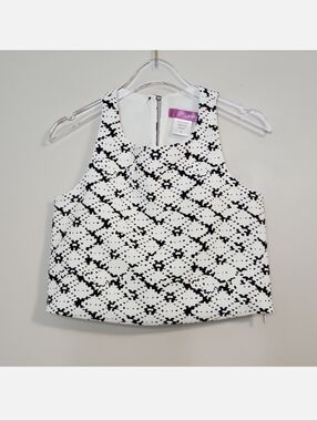 Aqua Girls Black & White Cropped Dressy Tank, Size S ~ EUC